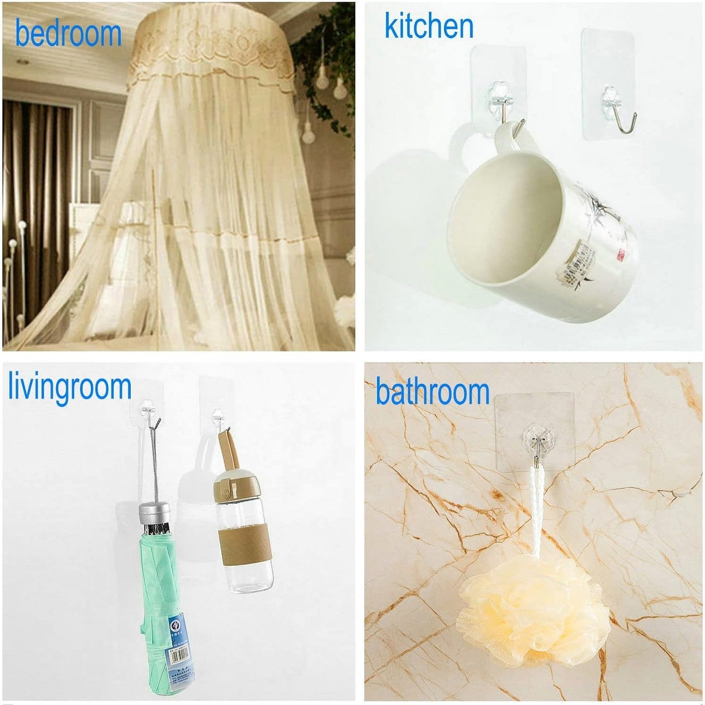 Wall Hooks for Hanging Strong, Adhesive Hooks for Wall Heavy Duty, Wall hangings, Kitchen Accessories Items, Sticky Photo Frame Hangers (Pack of 10)