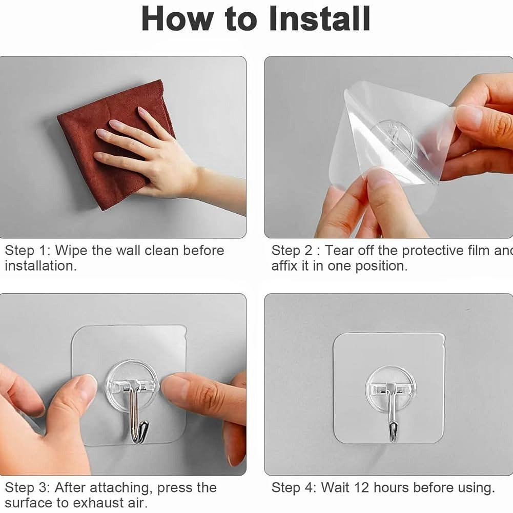 Wall Hooks for Hanging Strong, Adhesive Hooks for Wall Heavy Duty, Wall hangings, Kitchen Accessories Items, Sticky Photo Frame Hangers (Pack of 10)