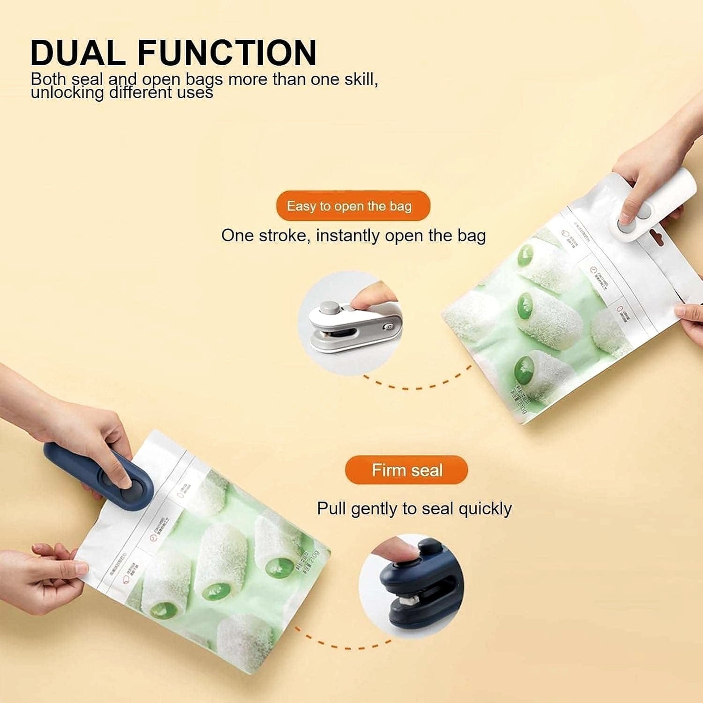 Mini vacuum Sealer with Cutter 2in1 USB Rechargeable Magnetic Food Bag Manual Vacuum Bag Sealer