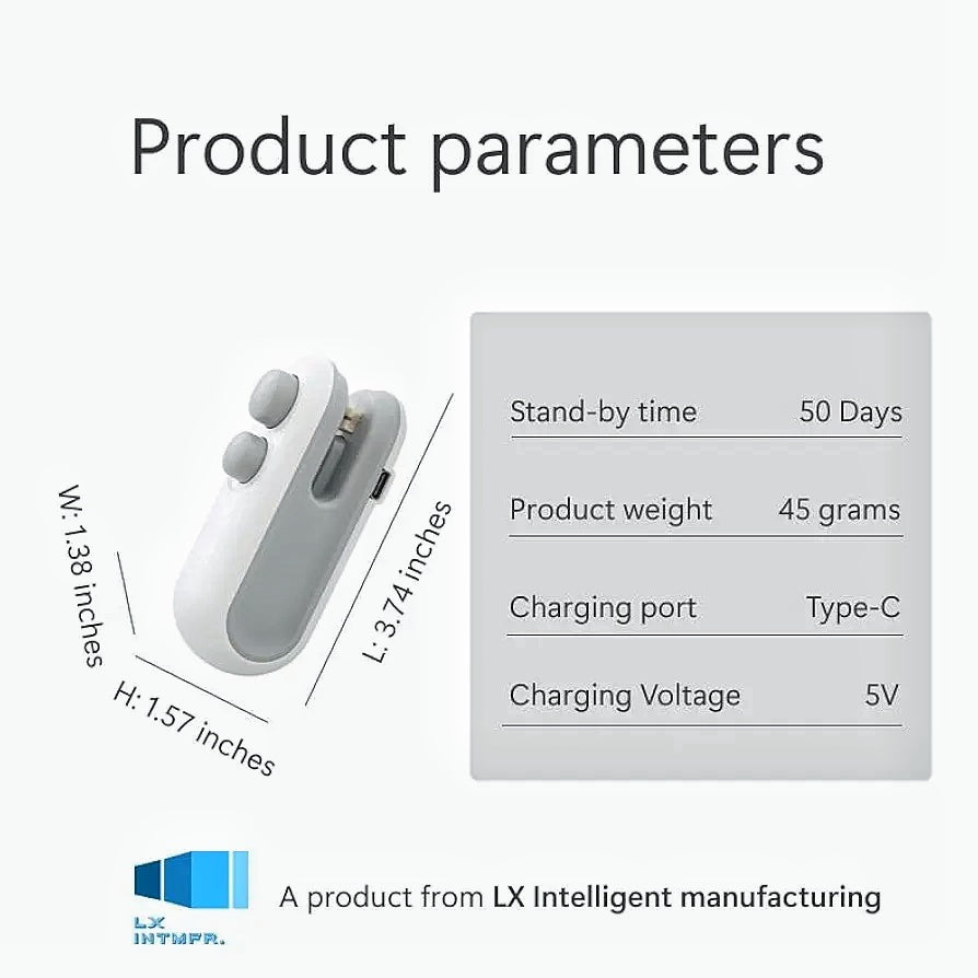 Mini vacuum Sealer with Cutter 2in1 USB Rechargeable Magnetic Food Bag Manual Vacuum Bag Sealer