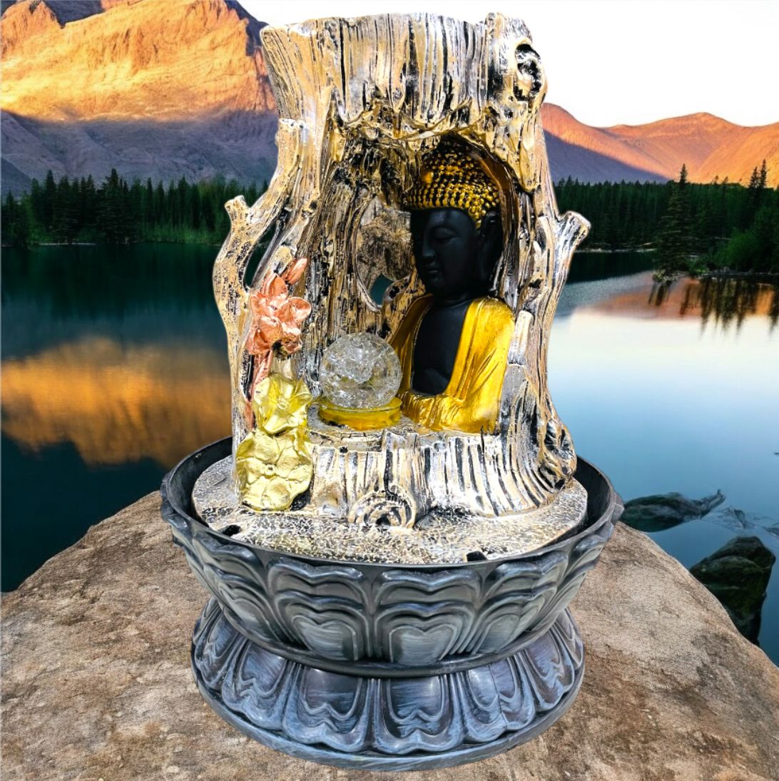 Big Size Lord Budha ji With Tree π΄ Water Fountain For Home Decor With Ball π With Box Packing (Size 18 Inch)(No Aa-b020)