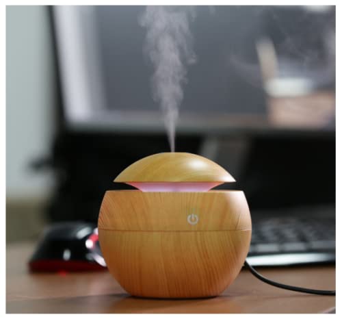 Wooden Finish USB Humidifier & Essential Oil Diffuser with LED Light