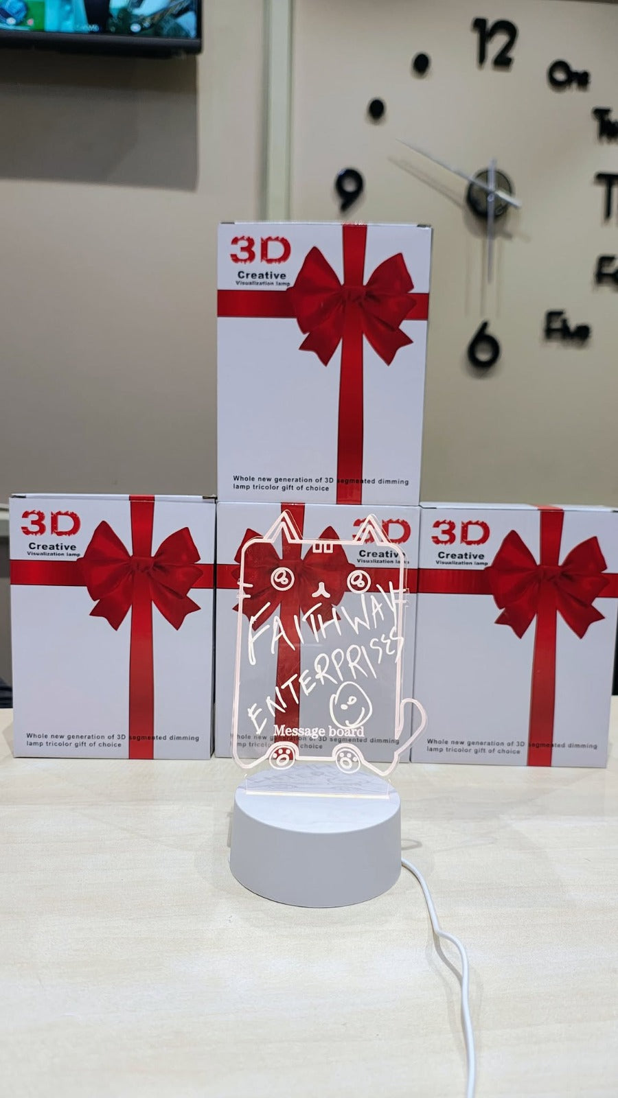 3D Creative Visualization LED Lamp, Rewritable Message Board Night Light, Warm White LED (Crown)