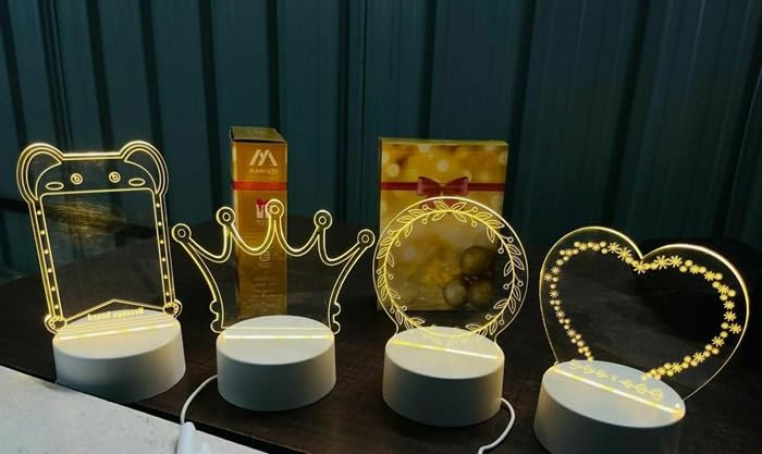 3D Creative Visualization LED Lamp, Rewritable Message Board Night Light, Warm White LED (Crown)