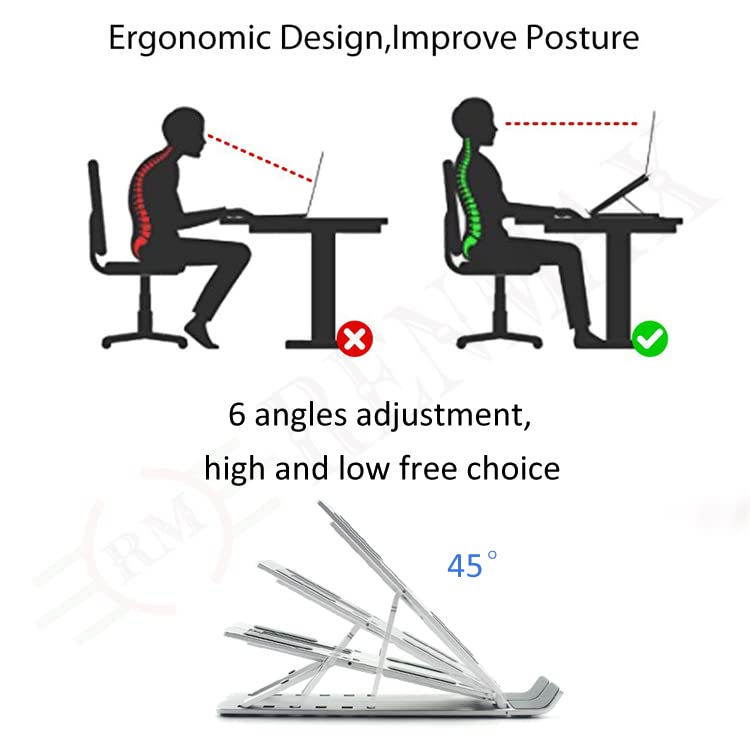 MicroBirdss Premium Metal Folding Laptop Stand | Mini Portable Cross-Leg Riser | Non-Slip Tabletop Support