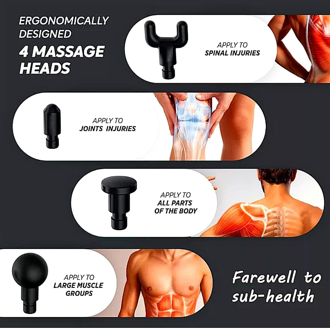 Massage Gun Handheld 6 Speeds Percussion Facial Gun for Pain Relief Super Quiet Device with 4 Interchangeable Massage Heads( MULTI COLOR )