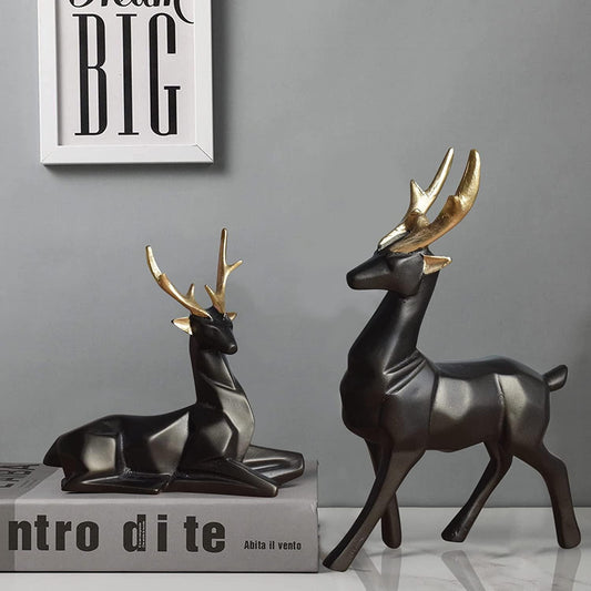 Black Deer/Hiran Showpiece Couple Resin Deers Statue