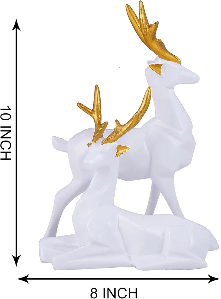 White Deer/Hiran Showpiece Couple Resin Deers Statue