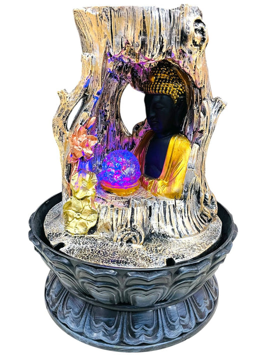 Big Size Lord Budha ji With Tree 🌴 Water Fountain For Home Decor With Ball 🏀 With Box Packing (Size 18 Inch)(No Aa-b020)