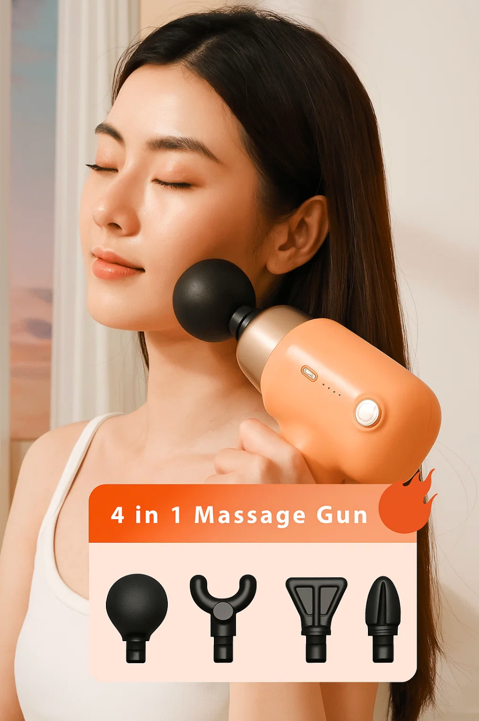 CyberVibe Massager Gun for Pain Relief with 4 Interchangeable Heads – Deep Tissue Therapy