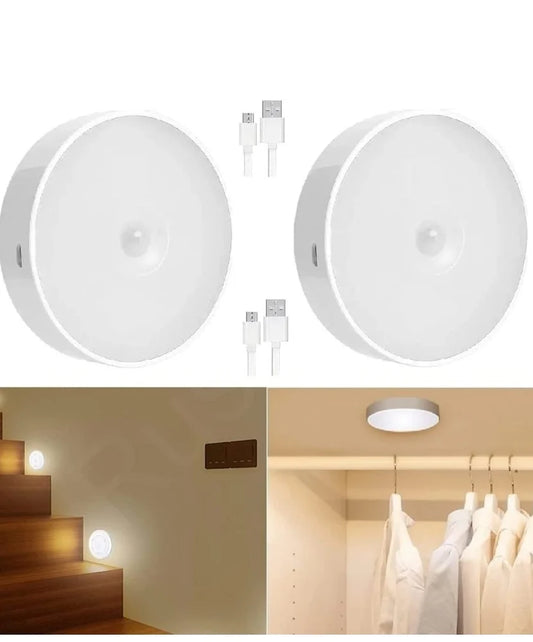 Motion Sensor Light for Home with USB Charging Self Adhesive Led Nightlight Rechargeable Body Sensor Wall Light for Bedroom, Stairs (Cool White, Pack of 1) - Plastic