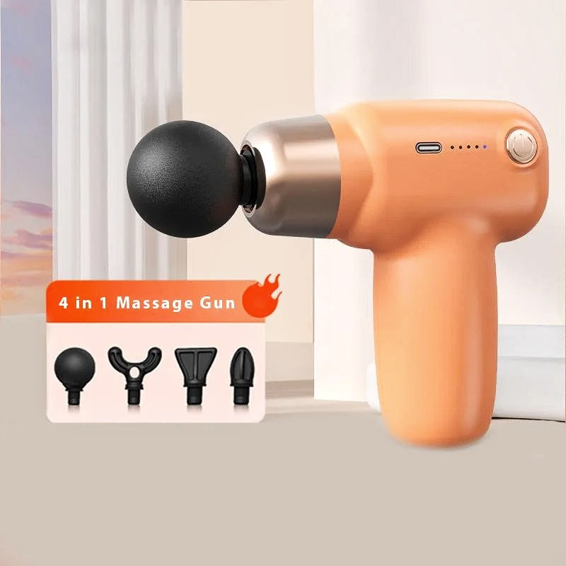CyberVibe Massager Gun for Pain Relief with 4 Interchangeable Heads – Deep Tissue Therapy