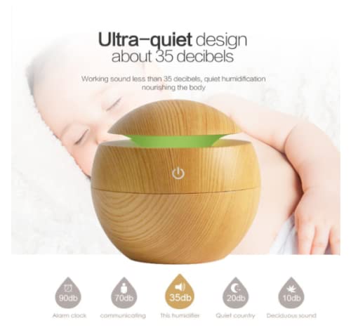 Wooden Finish USB Humidifier & Essential Oil Diffuser with LED Light