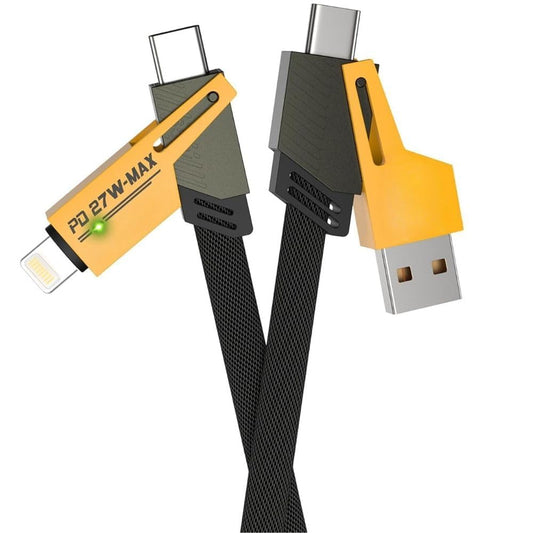 4-in-1 Multi Charging & Data Cable – Gold-Plated Ports, Ultra-Fast Charging, Thunderbolt/Type-C/Lightning/USB-A Compatible with iPhone & Laptops