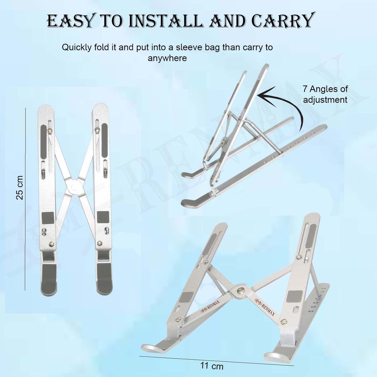 MicroBirdss Premium Metal Folding Laptop Stand | Mini Portable Cross-Leg Riser | Non-Slip Tabletop Support