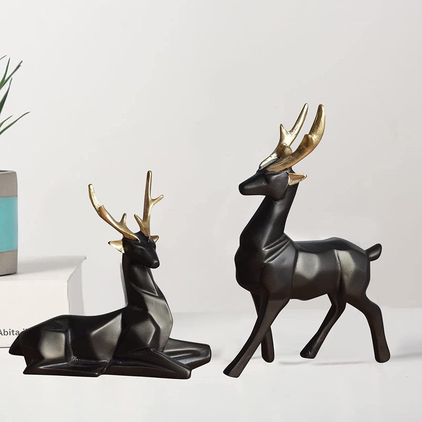 Black Deer/Hiran Showpiece Couple Resin Deers Statue