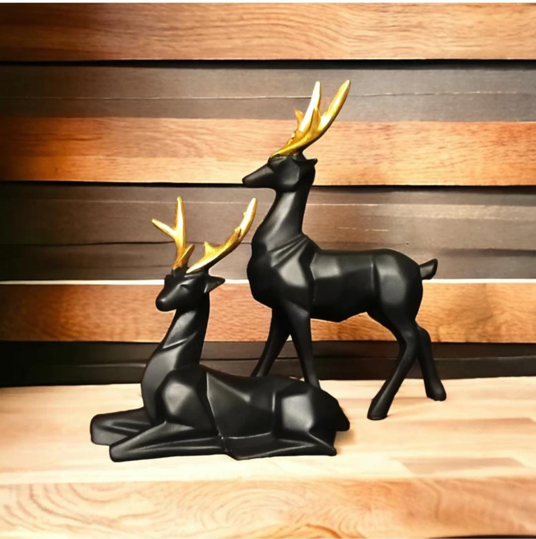 Black Deer/Hiran Showpiece Couple Resin Deers Statue