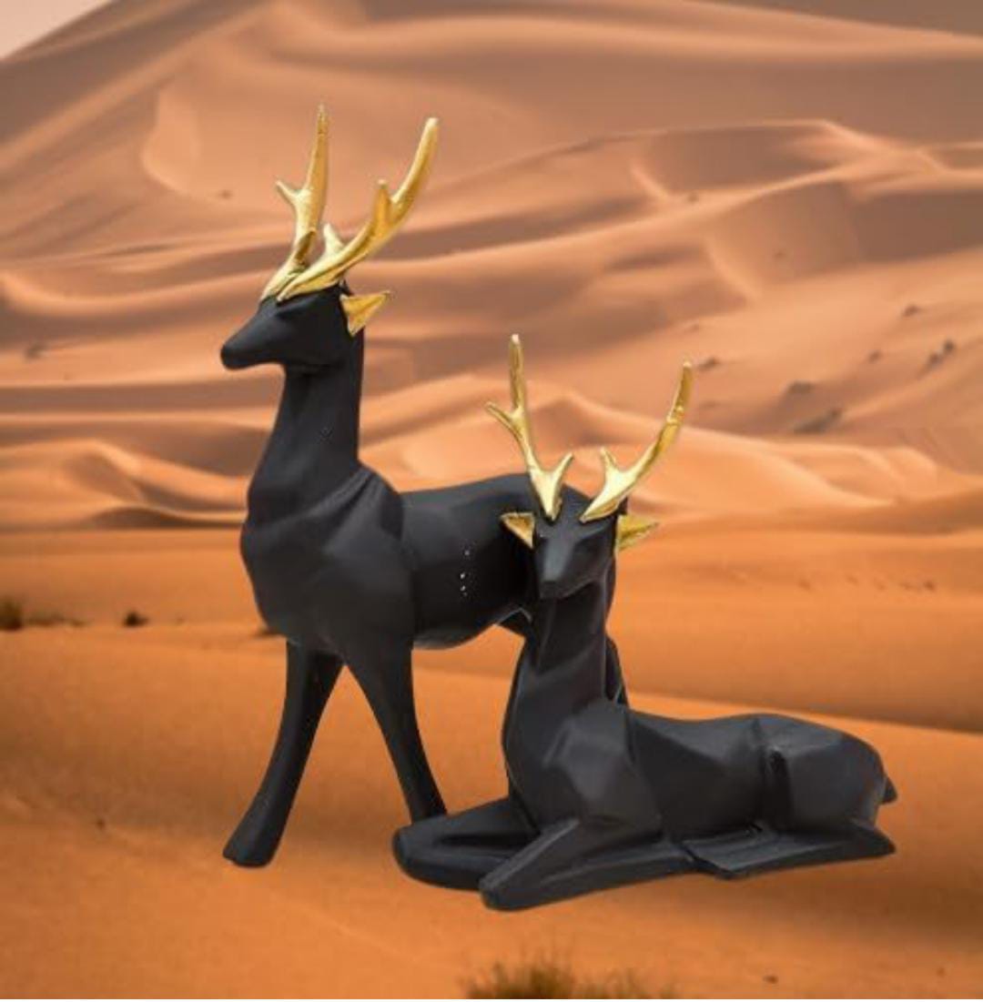 Black Deer/Hiran Showpiece Couple Resin Deers Statue
