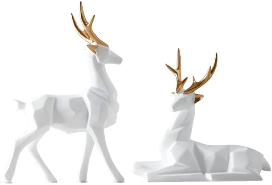 White Deer/Hiran Showpiece Couple Resin Deers Statue