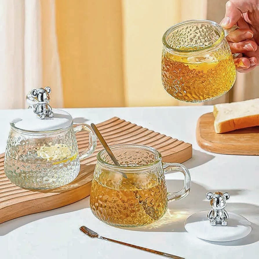 Cute Teddy Bear Lidded Mug with Spoon