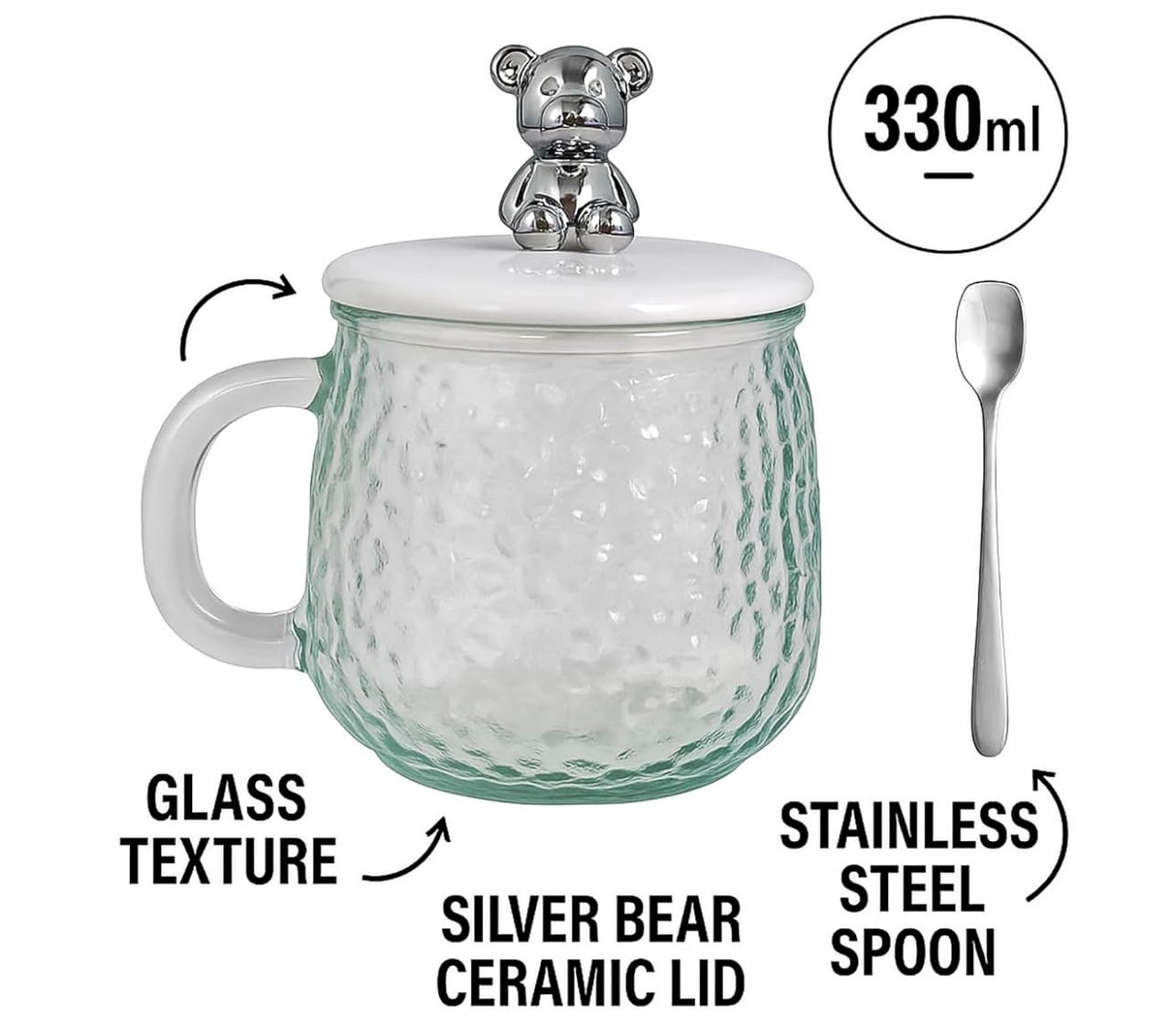 Cute Teddy Bear Lidded Mug with Spoon