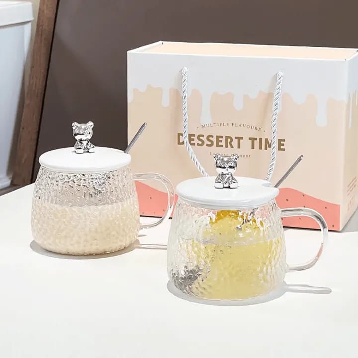 Cute Teddy Bear Lidded Mug with Spoon