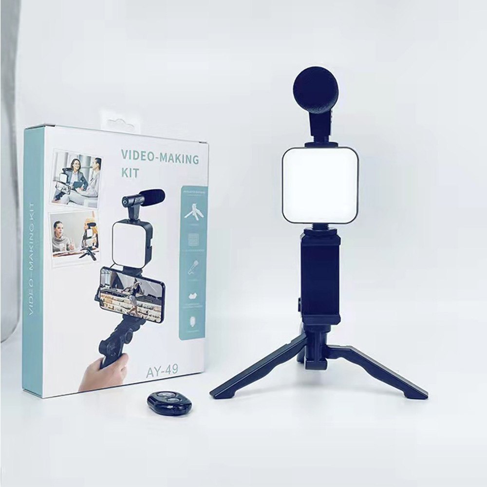 6-in-1 Vlogging Kit for Android with Tripod, Mini LED Light, Cardioid Microphone, Phone Clip – Perfect for Live Streaming, YouTube, Instagram & Video Calls