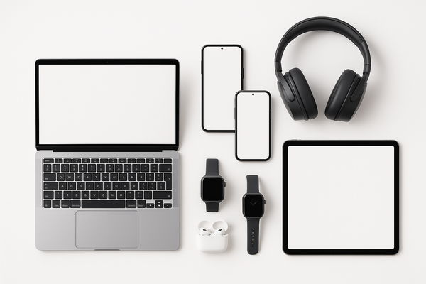 create electronic category image in white backgorund