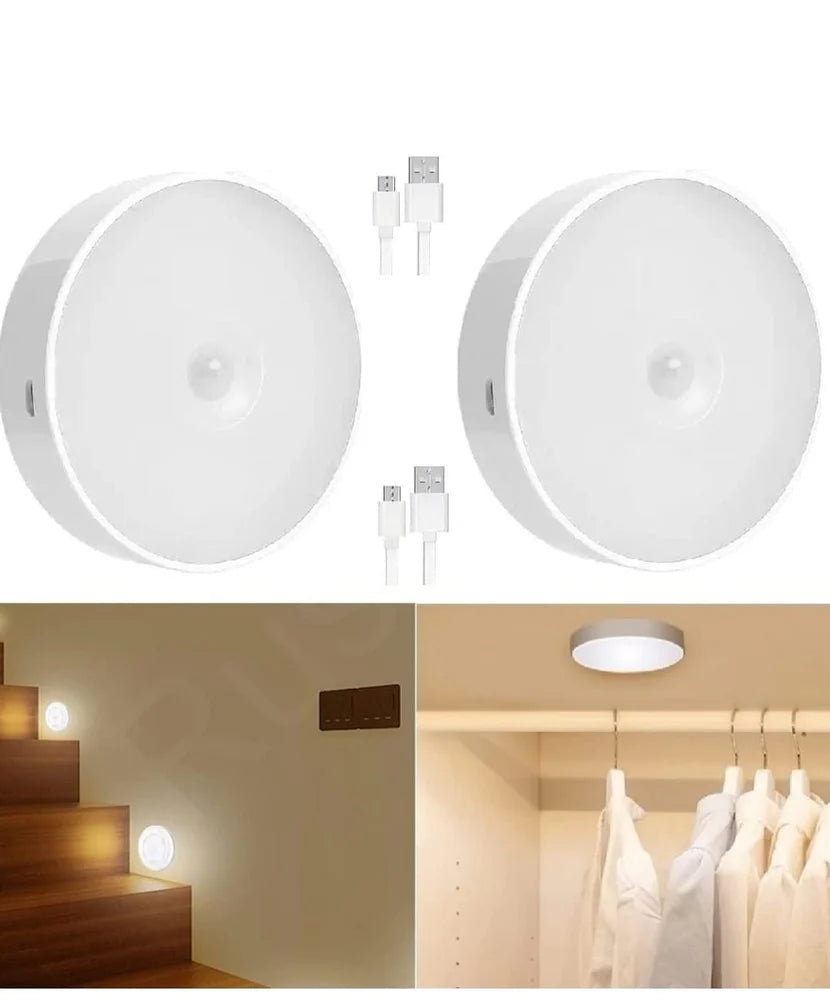 Motion Sensor Light for Home with USB Charging Self Adhesive Led Nightlight Rechargeable Body Sensor Wall Light for Bedroom, Stairs (Cool White, Pack of 1) - Plastic