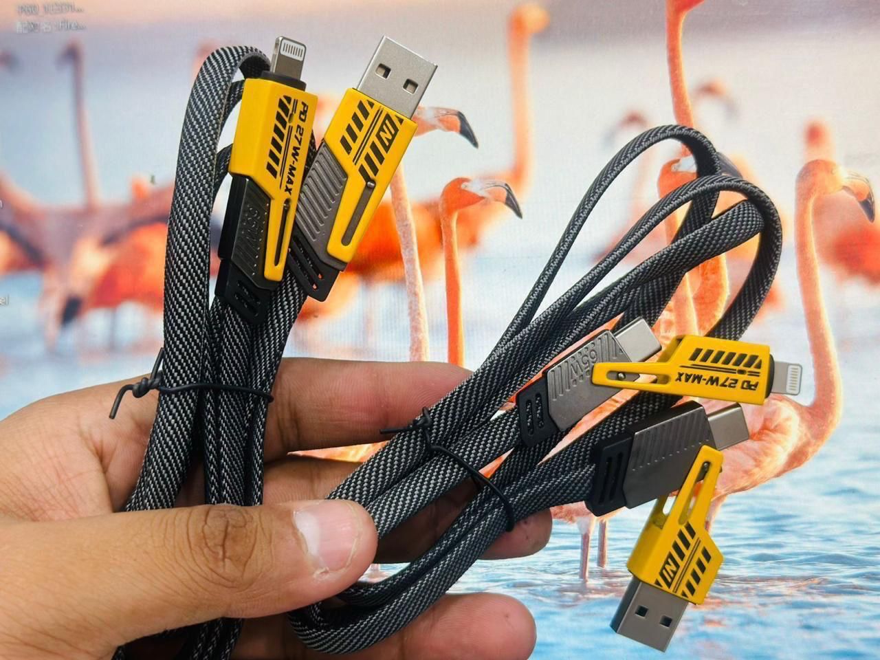 4-in-1 Multi Charging & Data Cable – Gold-Plated Ports, Ultra-Fast Charging, Thunderbolt/Type-C/Lightning/USB-A Compatible with iPhone & Laptops